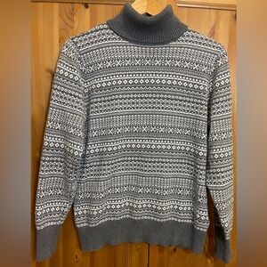 L. L. Bean Fair Isle Cotton Cashmere Nordic Turtleneck Sweater Women’s Medium M